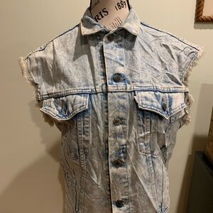 Vintage Levi’s Acid Wash Blue denim vest size medium